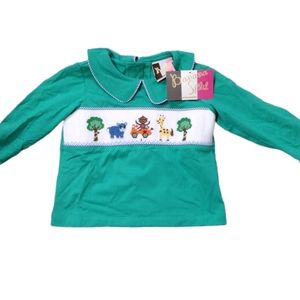 Banana Split Baby Girl‎ 18 Months Green Long Sleeve Embroidered Shirt